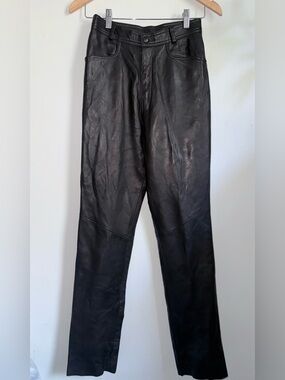 Danier Black Straight Leather Pants Size 6